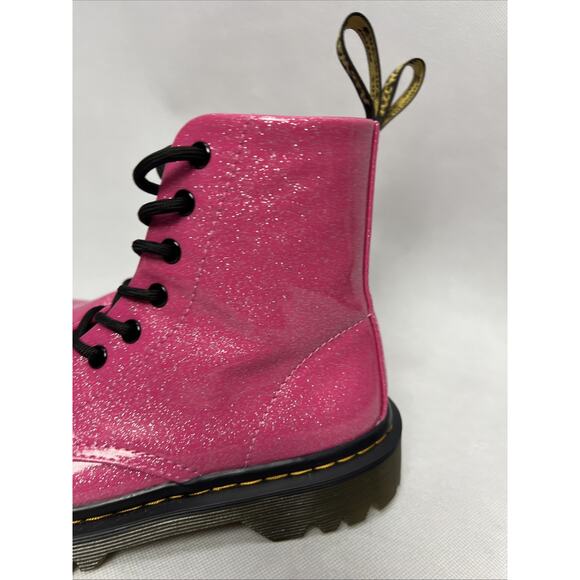 Dr. Martens Womens Luana Pink Glitter Lace-Up Ankle Combat Boots Size 6 - Picture 4 of 11